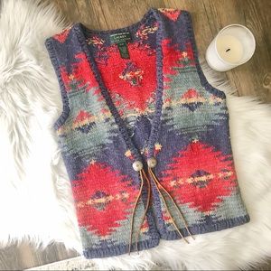 Vintage Ralph Lauren Aztec hand-knit vest